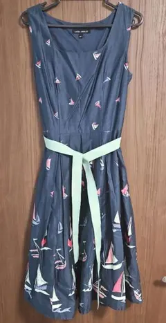 LAURA ASHLEY 帆船柄ノースリーブワンピース サイズ7