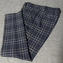 美品　レディース　テーパードパンツ　チェック柄　ネイビー　オフィスカジュアル