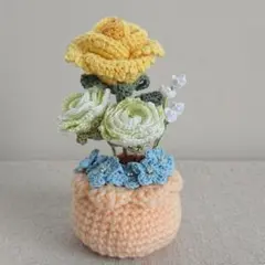 ハンドメイド 毛糸 手作り 6本の青いバラの花束 薔薇 あみぐるみ 1点 ハンドメイド 毛糸 手作り 6本の青いバラの花束 薔薇 あみぐるみ 1点