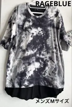★RAGEBLUE★タイダイ柄レイヤード風ゆったりTシャツ ブラック メンズMのサムネイル
