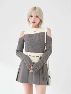 darich ショルダーオープンニットセットアップ GRY FL