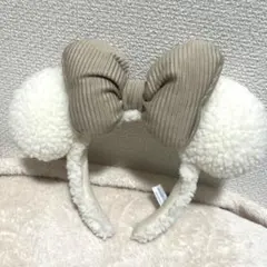 東京ディズニーリゾート カチューシャ　アイボリー　フリース