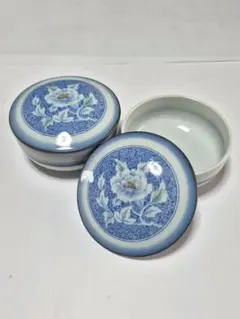 【龍峯窯】 青い牡丹の花模様の蓋付き煮物椀のサムネイル