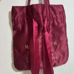 メゾンドフルーリボン付きバーガンディトートバッグ