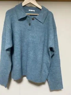 GU パフニットポロシャツ　BLUE Mサイズ