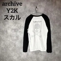 archive Y2K スカル ラインストーン ラグラン ロック　平成　00s