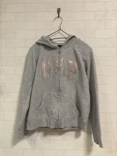 ギャップ　ジップパーカー　グレー　140 スパンコール　GAP 春　羽織り　女子