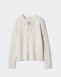 UNIQLO リブタイネックセーター オフホワイト L