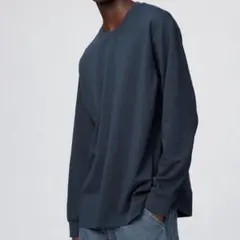 ユニクロ　エアリズムコットンクルーネックTシャツ　lサイズ　ネイビー　ブルーのサムネイル