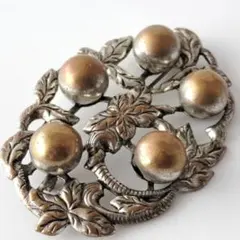 Antique 1900's Ivy Brooch Silver Metal
