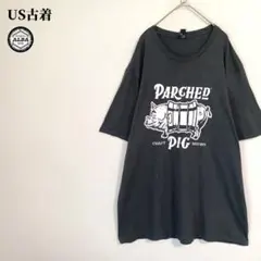US古着　Tシャツ　USA直輸入　両面プリント　90s　チャコールグレー　2XL
