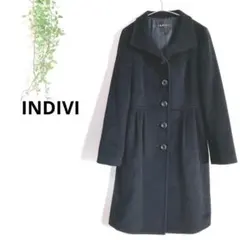INDIVI インディヴィ　アウター　コート　アンゴラ&羊毛　大人可愛い　黒