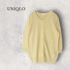 【UNIQLO】ユニクロ クルーネック カーディガン イエロー Mサイズ
