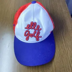 【elle golf】エルゴルフ　ゴルフキャップ　白×青×オレンジ F 美品のサムネイル