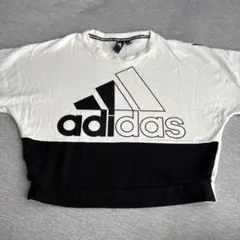 adidas クロップド Tシャツ Lホワイト/ブラック