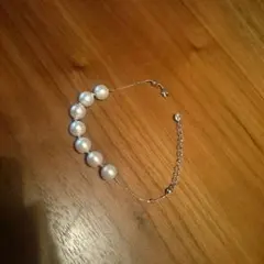 コットンパールシルバーチェーンブレスレット