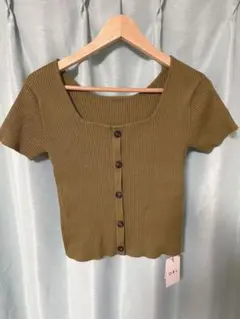 GRL 新品未使用　スクエアネックリブニット　半袖　クロップド