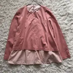 美品 Sono ソーノ レイヤードフレアロングTEE ピンク