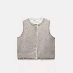 《新品未使用》ZARA コントラスト レイヤード ベスト トップス M グレー