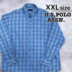 U.S.POLO ASSN.　カジュアルシャツ　XXL　チェック柄　ライトブルー