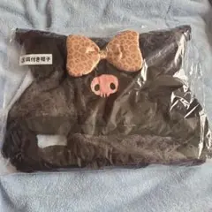 クロミ 耳付き帽子 ヒョウ柄リボン