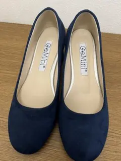 ネイビー スエード調パンプス