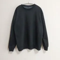 クルーネック　スウェット トレーナー　裏起毛　ブラック　L　男女兼用
