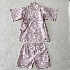 和ごころじんべい/ピンク花柄 子供用甚平 110cm 綿100%