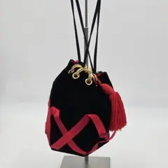 【美品】イヴ・サンローラン　和装用バッグ 黒と赤のベルベット