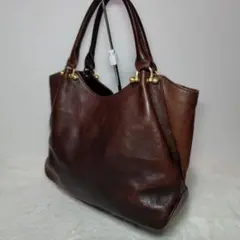 キタムラ 本革 シボ革 レザー ハンドバッグ ブラウン 金具