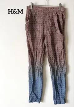 H&M 幾何学模様グラデーション イージーパンツ 総柄 M相当ウェストゴム楽ちん