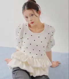 SALON by Chico】5分袖ドットバルーンペプラムパワショルニット - メルカリ