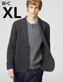 ユニクロＣ　ニットジャケット　XL　ダークグレー