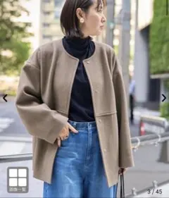 ユニクロ ウールコート ノーカラー