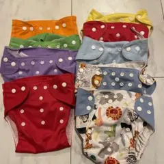 おむつカバー 9枚セット 動物柄　無地　布おむつ　布おむつカバー　保育園