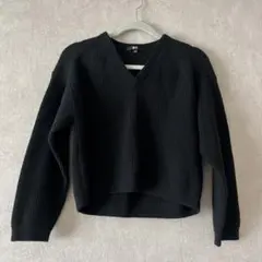 UNIQLO C Ｖネックショートセーター ユニクロ ブラック 長袖 黒 ニット