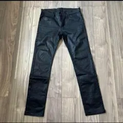 Lee スキニーパンツ　ブラックデニム　光沢デニム　レザーデニム　革パンツ風