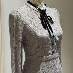 【極美品】celfordボウタイ レースワンピース クリーニング済36グレー