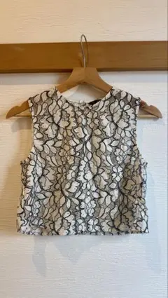 フラワーレース ノースリーブ クロップトップ
