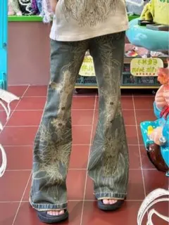 JEANS/十字架 archive フレアデニム ローライズ y2k