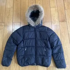 ラクーンファー付きフード ブラックダウンジャケット