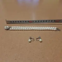 ホワイトパール ブレスレット イヤリングセット