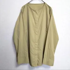 【elgna】ブラウス(М)長袖シャツ ノーカラー レディース トップス