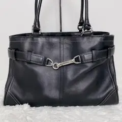 【美品】COACH コーチ レザー トートバッグ ブラック 肩掛け A4収納可能
