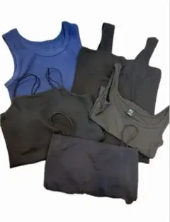 まとめ売り タンクトップ キャミソール カップ付き ブラック ブルー インナー