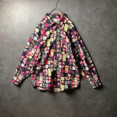 ヴィンテージ shirt 長袖シャツ　柄シャツ　和柄　花柄 古着