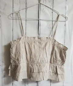 新品未使用タグ付き ディスコート ストライプフリルビスチェ