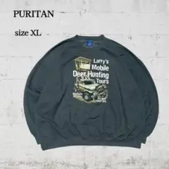 PURITANスウェットUSAジョークXL裏起毛USA製レトロユーモアF636
