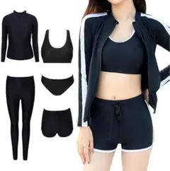 IBTOM CASTLE水着 レディース 5点セット フィットネスUVカット