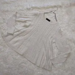 【GALLORIA】ケーブル編み　ニット　セーター　アンゴラ混　ラメ入り　M